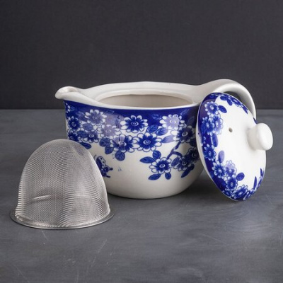 Сервиз чайный 7 предметов Цветы и бабочка: чайник и чашки опт